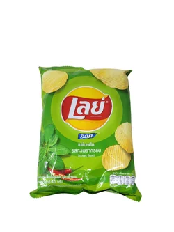 8850718819508 เลย์ ร็อกแผ่นหยัก รสกะเพรากรอบ 44 ก.