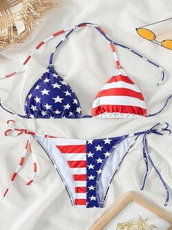 ชุดว่ายน้ำบิกินี่ สายฝอ American Bikini Summer SW455