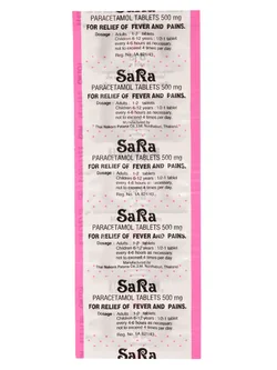 8851473006233 ยาเม็ด บรรเทาปวด ลดไข้ ซาร่า 500 มิลลิกรัม