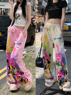 กางเกงขายาว ชมพู สตรีทอาร์ท บางซีทรู CN6530