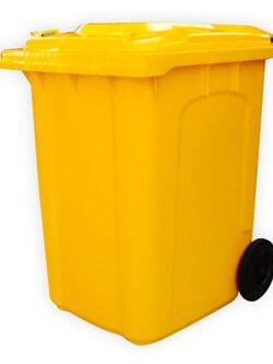 ถังขยะพลาสติก มีล้อเลื่อน 2ล้อ ฝาเรียบ ขนาด 190 ลิตร