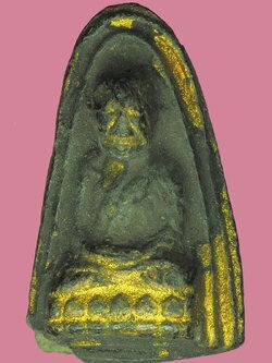 A5607 พระหลวงปู่ทวด พิมพ์สองขอบ เนื้อดินผสมผงว่าน ลงทอง 11