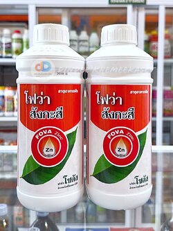 (ชุด2ขวด)โฟว่า สังกะสี (Fova Zinc) โซตัส 1 ลิตร ให้พืชแตกตาดอกและตายอดได้ดี รักษาการขาดธาตุสังกะสีที่ อาการใบแก้ว ใบลาย