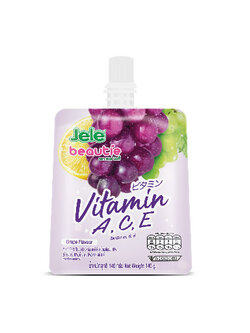 8850157100526 เยลลี่ผสมน้ำผลไม้ ตรา เจเล่-บิ้วตี้ วิตามัน เอ, ซี, อี รสองุ่น 140/150 กรัม