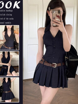 ชุดเดรส แขนกุด กระโปรงจีบรอบ รหัส CN4050