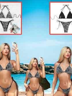 ชุดว่ายน้ำ ม้าลาย บิกินี่ 2ชิ้น รหัส SW044