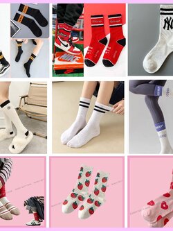 ถุงเท้ายาว สีพื้น ลายน่ารักๆ ถุงเท้าแฟชั่น เนื้อผ้านุ่ม 1 คู่