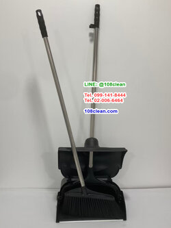 ชุดโกยผงพร้อมไม้กวาดพลาสติก สีดำ