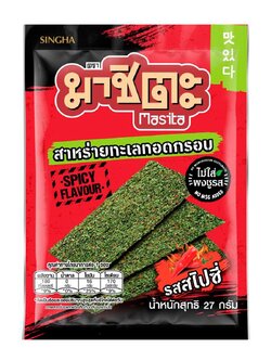 8850999001913 มาชิตะ สาหร่ายทะเลทอดกรอบ รสสไปซี่ 27g