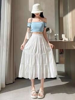 ส่งด่วนในไทย กระโปรง ซับในกางเกง แต่งระบายมินิโบว์ พร้อมส่ง JB018