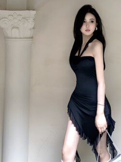 เดรสเกาะอก ช่อกุหลาบ คอนเสิร์ต รหัส EDM2549