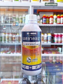 เอสลาคลอร์ - อะลาคลอร์ (alachlor) 48% W/V EC ขนาด 1 ลิตร ยากำจัดคุมวัชพืช มีพิษต่อพืชต่ำ ฉีดทับผักได้เลย ออกฤทธิ์ยาวนาน