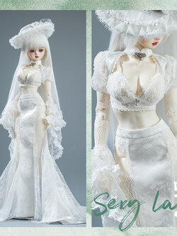 【蝶骨-白】现货BJD大四四分蕾丝裙娃衣套装