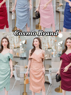 ชุดเดรส สายเดี่ยว ปาดไหล่ ชุดออกงาน เรีบหรูดูเเพง