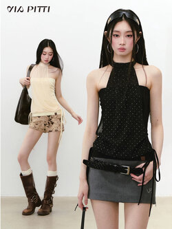 ส่งด่วนในไทย เสื้้อสายเดี่ยว สีดำ เลเยอร์ สไตล์เกาหลี พร้อมส่ง CN7563