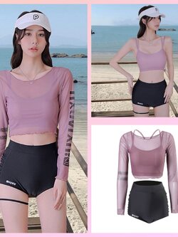 ชุดว่ายน้ำ ชุดเล่นเซิร์ฟ เซท 3 ชิ้น SW086