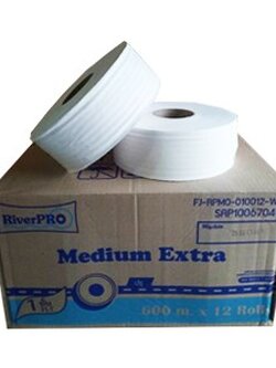 กระดาษชำระม้วนใหญ่ RiverPro JRT Medium 1 ชั้น 600 เมตร (ปรุ)