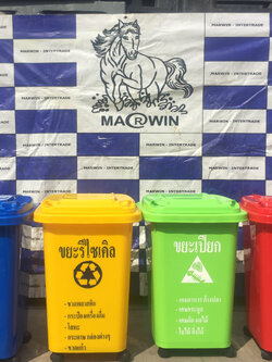 ถังขยะพรีเมี่ยม ความจุ 60 ลิตร ฝาเรียบ มีล้อเสริม