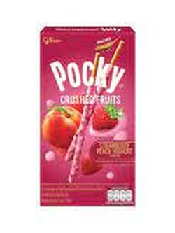 8851019001258 ป๊อกกี้ ครัชฟรุต กลิ่นสตรอว์เบอร์รี่พีชโยเกิร์ตและเกล็ดสตรอว์เบอร์รี่แท้ 38 ก.