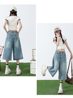 กางเกงยีนส์ เอวสูง ทรงวินเทจ รหัส Y007