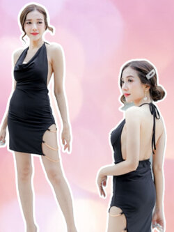 เดรส ขาโซ่ ผูกคอ สุดเซ็กซี่ ชุดเดรสกระโปรงสั้น (D493,D480)