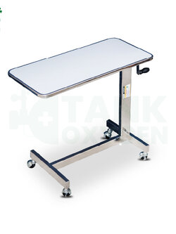 โต๊ะคร่อมเตียง ทานอาหาร ปรับระดับได้ แบบมือหมุน รับประกัน 1 ปี
