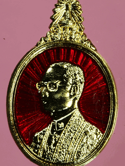 ฺB2630 เหรียญในหลวงรัชกาลที่ 9 5 ธันวามหาราช ลงยากระหลั่ยทอง 5