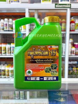 เอ็กซ์กลูโฟ 4 ลิตร (กลูโฟซิเนต-แอมโมเนียม สูตรทนฝน ) ใช้กำจัดวัชพืชประเภทใบแคบ เช่น หญ้าหางนกยูงใหญ่ หญ้าตีนติด หญ้านกสีชมพู