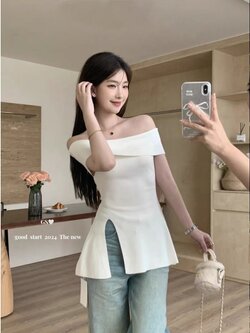 เสื้อไหมพรม ปาดไหล่ รหัส รหัส A406