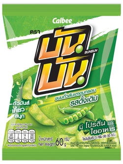 8851016000513 ขนมถั่วลันเตาอบกรอบ บันบัน 60 กรัม