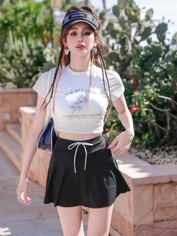 ชุดว่ายน้ำ เซท กระโปรง+เสื้อ สไตล์เกาหลี รหัส SW