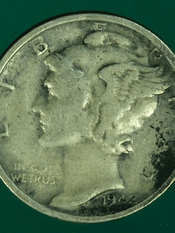 B2562 เหรียญกษาปณ์ประเทศสหรัฐอเมริกา ปี 1942 เนื้อเงิน 16