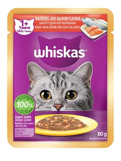 8853301550079 วิสกัส เพาซ์ อาหารแมวชนิดเปียก รสปลาทูและปลาแซลมอน 80 ก.