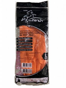 8858706861300 ถุงมือยางสีส้ม ตราม้า L