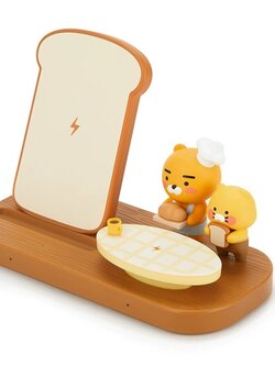 韩国正品KAKAO FRIENDS手机耳机二合一无线充电器支架面包店限量系列莱恩&春植15w快充