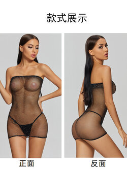 ชุดตาข่าย ดำวิ้งเกาะอก X210 Mesh Bodysuit