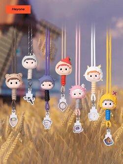 ยกบ้อก 6 ชิ้น Heyone黑玩哦崽ozai如果声音有形状系列限定手机挂绳盲盒