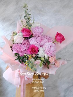 OverSize Bouquet Peony ช่อดอก Peony โทนม่วง-ชมพู พร้อมตกแต่ง สามารถเปลี่ยนสีได้
