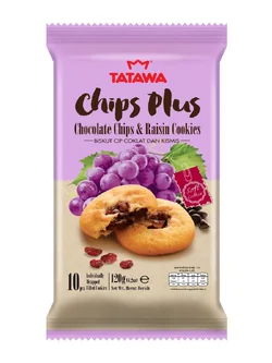9556291800160 ทาทาวา คุกกี้สอดไส้ช็อกโกแลตชิพผสมลูกเกด 120 ก.