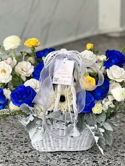 Ecuador Rose Basket ดอกกุหลาบเอกวาดอร์ สีน้ำเงิน นำเข้า คัด Size พร้อมตกแต่ง สามารถเปลี่ยนสีได้