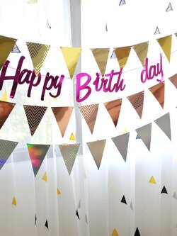 ป้ายแขวนตกแต่ง พร้อมสาย สามเหลี่ยม งานวันเกิด งานปาร์ตี้ต่างๆ