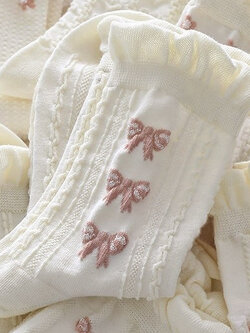 ถุงเท้ายาว ขาว Lolita ถุงเท้ามีระบายลูกไม้ 1 คู่ (OC115,OC118)