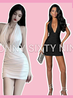 เดรสโชว์หลัง สายผูกคอ แหวกอก รหัส CN2045