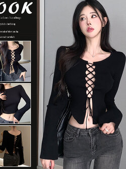 เสื้อไหมพรม แขนกระดิ่ง ดีเทลถักเสื้อ รหัส CN8591