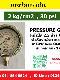 SAFE GAUGE , เกจวัดแรงดัน หน้าปัด 2.5 นิ้ว หน่วย 2kg/cm2 และหน่วย 30psi