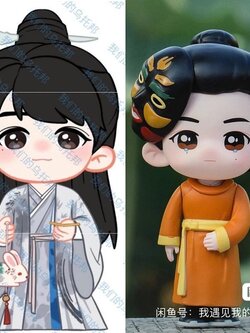 玉兔小道士薛绍黄面具手办一对