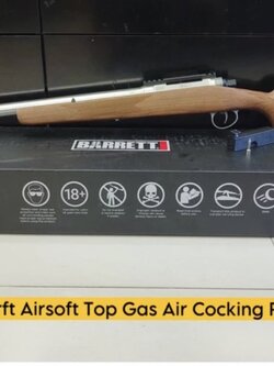 สไนเปอร์แก๊สชักยิง- EMG Barrett Fieldcarft Airsoft Top Gas Air Cocking Rifle - Wood/Silver ไม้แท้
