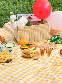 เสื่อปิคนิค พร็อพถ่ายรูป เสื่อปูนั่ง กันน้ำ สก็อตเหลือง,ชมพู