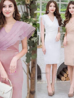 ชุดเดรส ชุดใส่ออกงานงานแต่ง งานบุญ งานบวช ผ้าสวยทรงเป๊ะ (WD031,WD032)