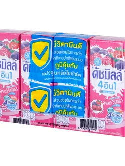 8853002302045 180ML ดัชมิลล์ ยูเอชที 4in1 เบอร์รี่รวม/ชมพู(แพค*4)